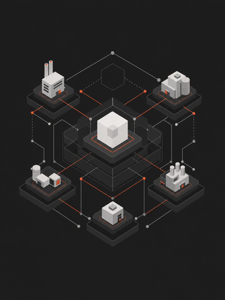 Abstract illustration of a group of factories