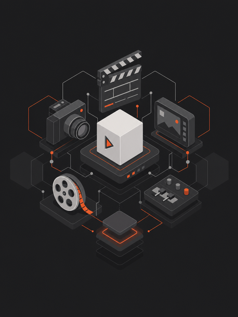 Abstract illustration of media production components