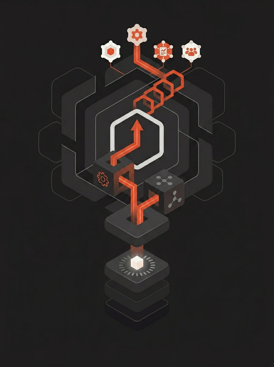 Abstract illustration of a crm support journey